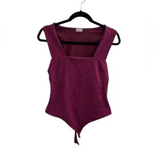 Free People Elegant Burgundy Sleeveless Bodysuit
